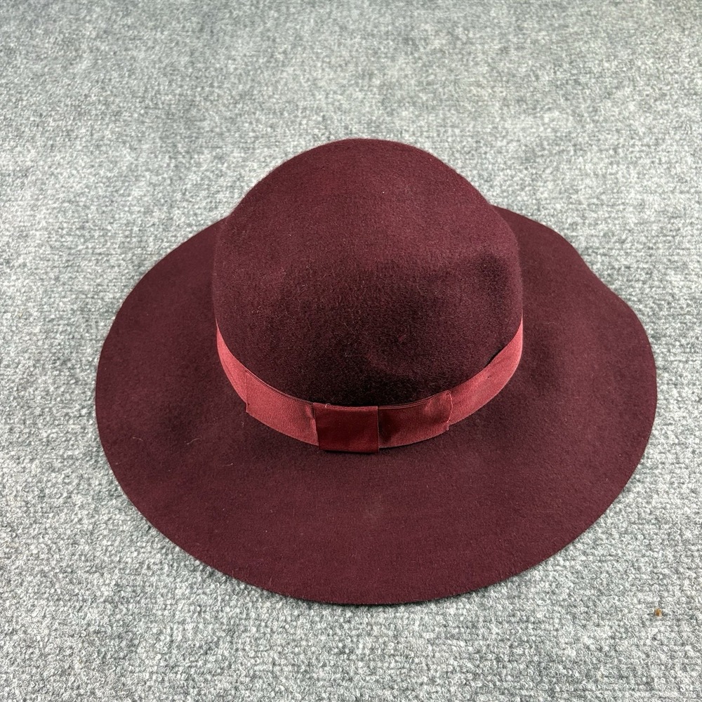Express Burgundy Wool Felt Floppy Wide Brim Hat Women's OS Boho Party Festival